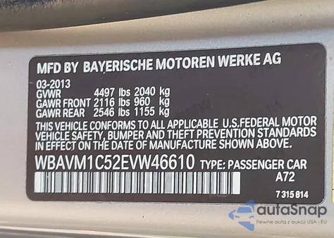 2014 BMW X1 Sdrive28I z USA, uszkodzony, nr VIN WBAVM1C52EVW46610